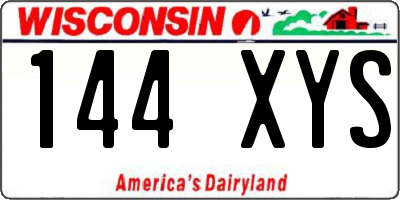 WI license plate 144XYS