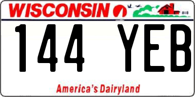 WI license plate 144YEB