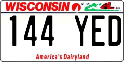 WI license plate 144YED