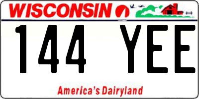 WI license plate 144YEE