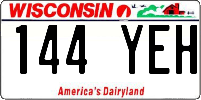 WI license plate 144YEH