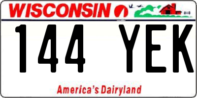 WI license plate 144YEK
