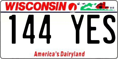 WI license plate 144YES