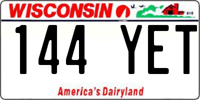 WI license plate 144YET