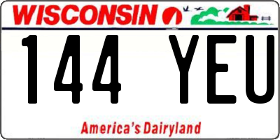 WI license plate 144YEU