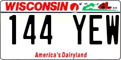 WI license plate 144YEW