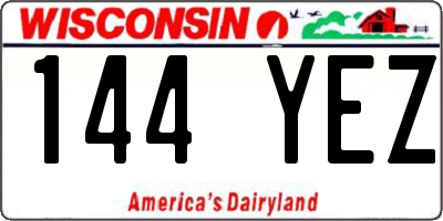 WI license plate 144YEZ