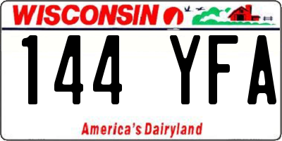 WI license plate 144YFA