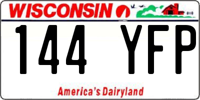 WI license plate 144YFP