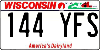 WI license plate 144YFS