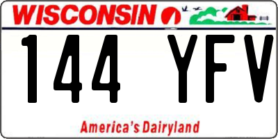 WI license plate 144YFV