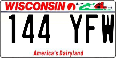 WI license plate 144YFW