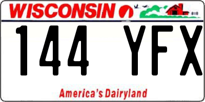WI license plate 144YFX
