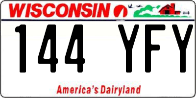 WI license plate 144YFY