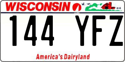 WI license plate 144YFZ