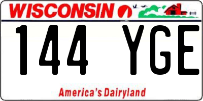 WI license plate 144YGE