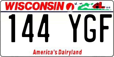 WI license plate 144YGF