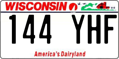 WI license plate 144YHF