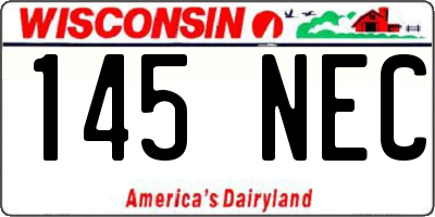 WI license plate 145NEC