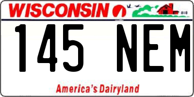 WI license plate 145NEM