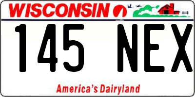 WI license plate 145NEX