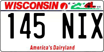 WI license plate 145NIX