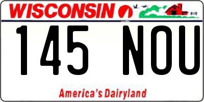 WI license plate 145NOU