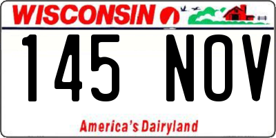 WI license plate 145NOV