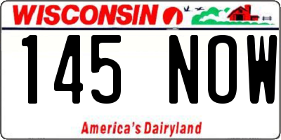 WI license plate 145NOW
