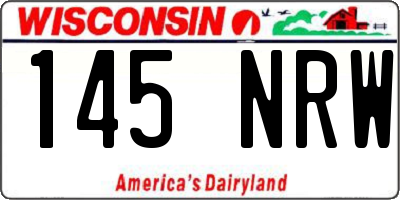 WI license plate 145NRW