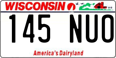 WI license plate 145NUO