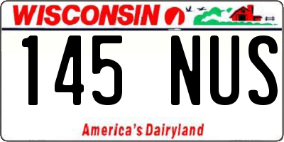 WI license plate 145NUS