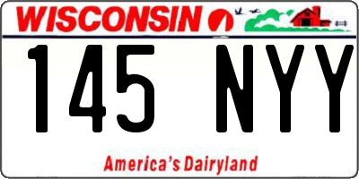 WI license plate 145NYY