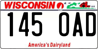 WI license plate 145OAD