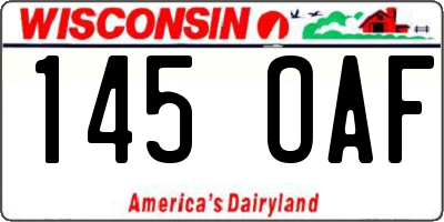 WI license plate 145OAF