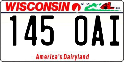 WI license plate 145OAI