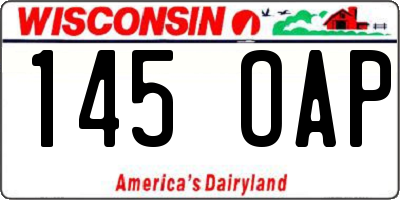 WI license plate 145OAP