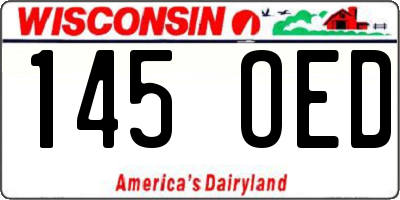 WI license plate 145OED