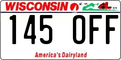 WI license plate 145OFF