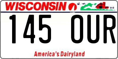 WI license plate 145OUR