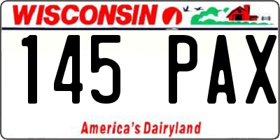 WI license plate 145PAX