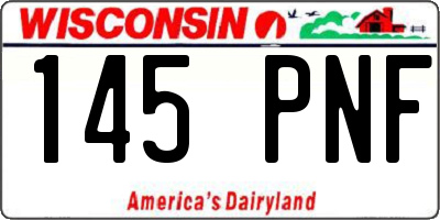 WI license plate 145PNF