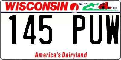 WI license plate 145PUW