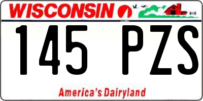 WI license plate 145PZS