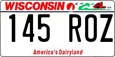 WI license plate 145ROZ