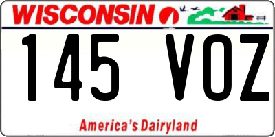 WI license plate 145VOZ