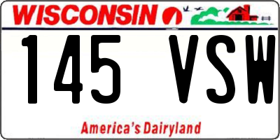 WI license plate 145VSW
