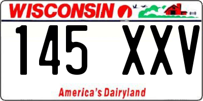 WI license plate 145XXV