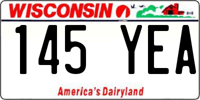 WI license plate 145YEA