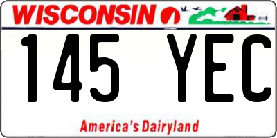 WI license plate 145YEC